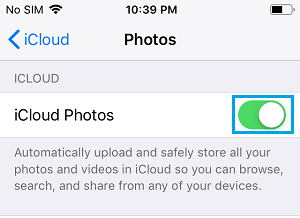 Enable iCloud Photos on iPhone