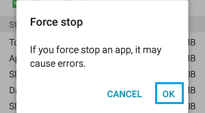 Force Stop App Pop Up on Android Phone