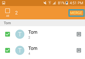 Merge Selected Contacts on Android Phone