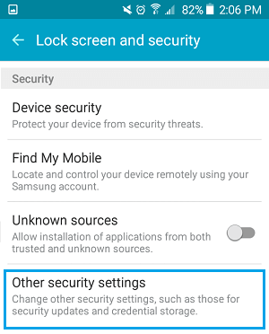 Other Security Settings Option on Android Phone