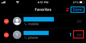 Rearrange Favorites List on iPhone