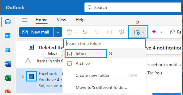 Restore Emails from Deleted Items Folder in Outlook