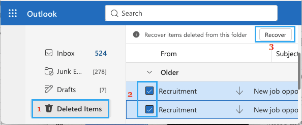 Recover Recently Deleted Emails in Outlook