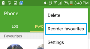 Reorder Favourite Contacts on Android Phone