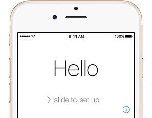 iPhone Welcome Screen with Slide to Set up Prompt