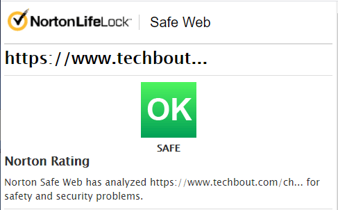 URL Safe on Norton Safe Web