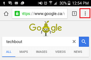 3 Dot Chrome Menu Icon on Android Phone
