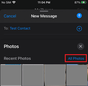All Photos Option in iPhone Mail App