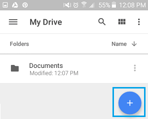 Big Blue Plus Button on Google Drive