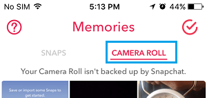 Camera Roll Tab in Snapchat