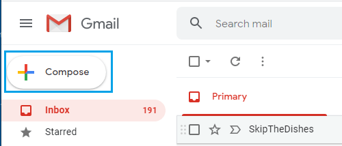 Compose New Email Option in Gmail