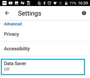 Data Saver Option in Chrome Browser on Android Phone