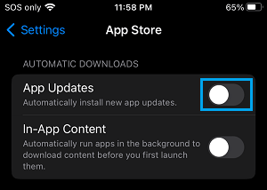 Disable Automatic App Updates on iPhone
