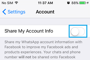 Disable WhatsApp Share My Info Option On iPhone