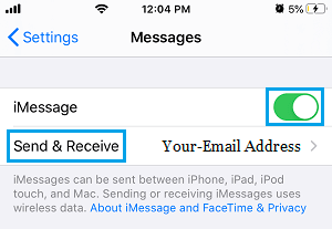 Enable iMessage on iPhone