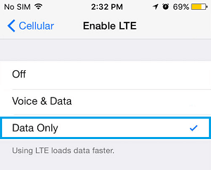 Enable LTE For Data Only