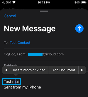 Add Document to New Message on iPhone