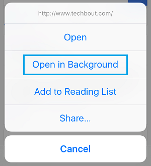 Open in Background Option in Safari on iPhone