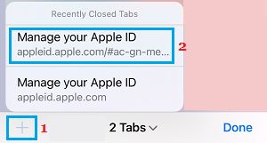 Open Recently Closed Tabs in Safari Browser on iPhone