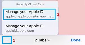 Öffnen Sie Kürzlich Geschlossene Tabs Im Safari-Browser Auf Dem Iphone