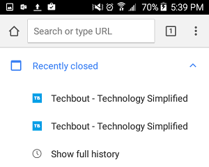 Recently Closed Tabs in Chrome on Android