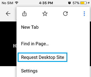 Request Desktop Site Option On iPhone Chrome Browser