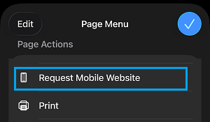 Request Mobile Website Option on iPhone Safari Browser