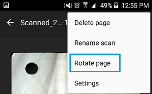 Delete, Rename, Rotate and Settings Options For Scanned Documents On Google Drive