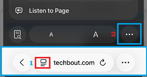 Tap on Screen Icon & 3-dots menu