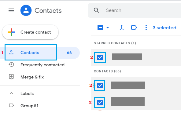 Select Contacts in Gmail