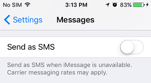 Disable Send As SMS Option on iPhone