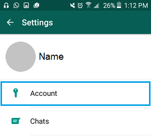 WhatsApp Account Option on Android Phone