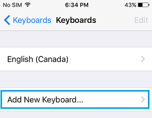 Add New Keyboard Option On iPhone