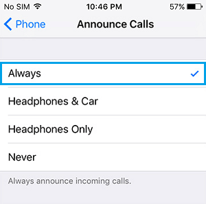 Always Announce Calls on iPhone