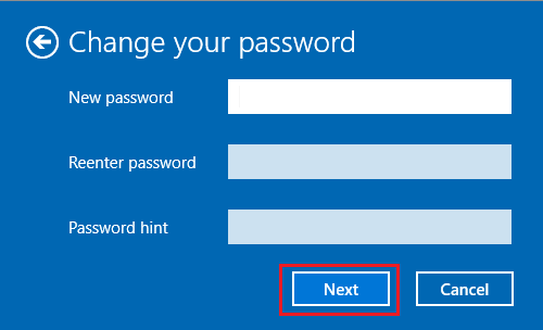 Change your Password screen in Windows