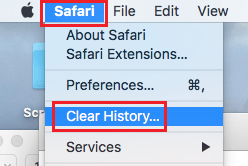 Borrar opción de historial en el navegador Safari en Mac
