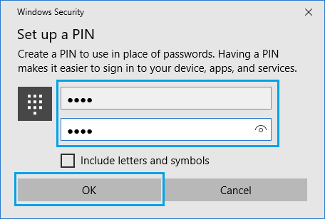 Tetapkan kata sandi PIN untuk masuk ke Windows
