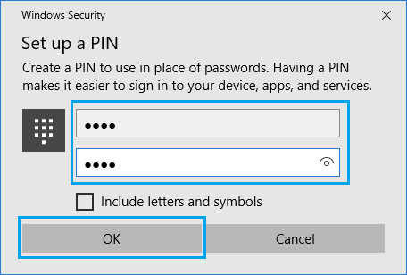 Richten Sie Das Pin-Passwort Für Die Anmeldung Bei Windows Ein