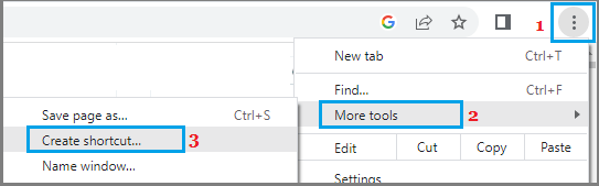 Create Shortcut Option in Google Chrome