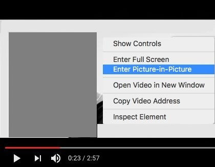 Enter Picture-in-Picture option in Safari Mac