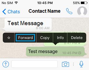 Forward WhatsApp Message on iPhone