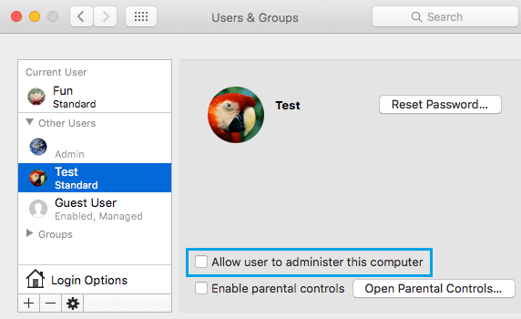 Grant Admin Previlages to User on Mac