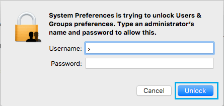 Login to Admin Account Pop Up on Mac