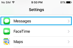 Messages Settings on iPhone