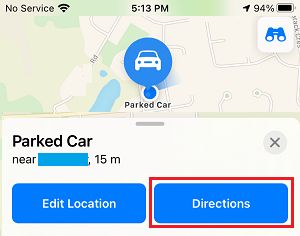 Find Directions to Parked Car Using Apple Maps