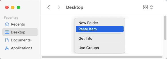 Paste Item to Desktop