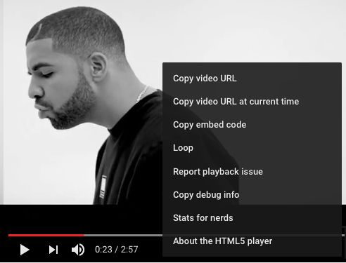 Right Click on YouTube Video to Access Menu