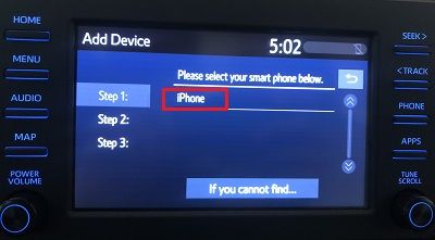 Select iPhone on Car Bluetooth System