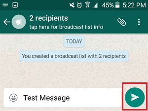 Send Message to Multiple Contacts on WhatsApp Broadcast List on Android Phone