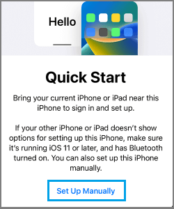 Set Up iPhone Manually
